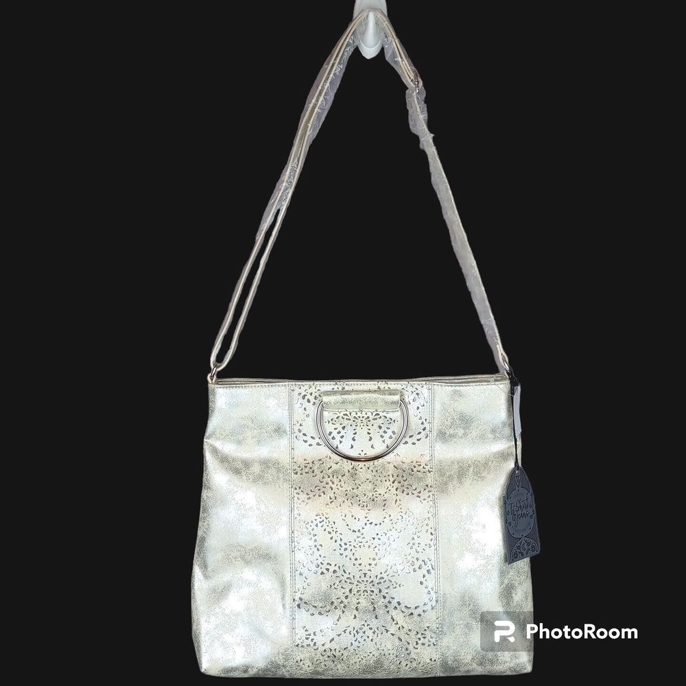T-Shirt & Jeans faux leather shoulder hand bag purse Yellow & Gold NWT